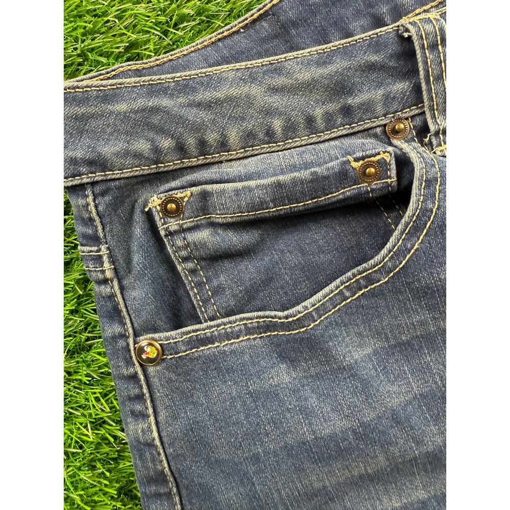 Ed Hardy Brave Hearts Eagle Wide Leg Denim Jeans W34 Y2K VTG Embroidered Graphic - Picture 4 of 15